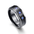 8 mm Schwarz Polierte Wolfram  Carbidring Mit Drei Cz  Steinen
