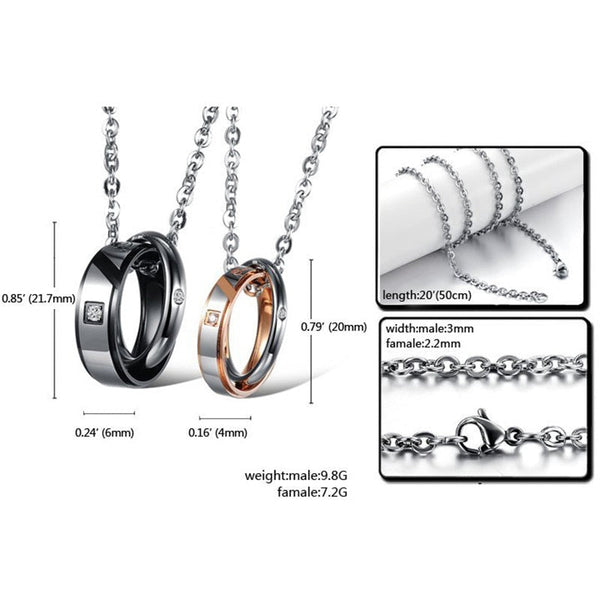 Schwarze Und Goldringe Mit Kubischen Zirkonia  Paar  Anhängerketten Halsketten