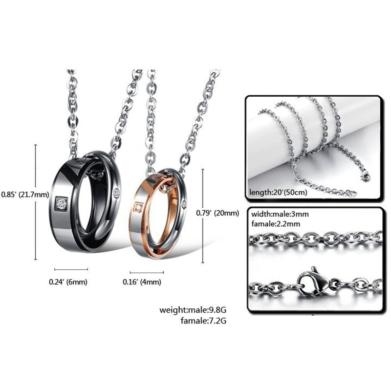 Schwarze Und Goldringe Mit Kubischen Zirkonia  Paar  Anhängerketten Halsketten