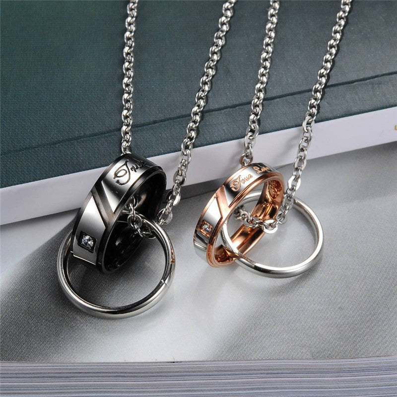 Schwarze Und Goldringe Mit Kubischen Zirkonia  Paar  Anhängerketten Halsketten