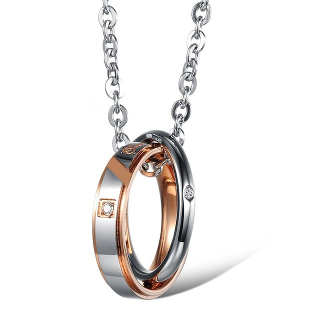 Schwarze Und Goldringe Mit Kubischen Zirkonia  Paar  Anhängerketten Halsketten