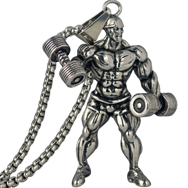 Dumbbell Anhänger Halskette Fitness Sportschmuck