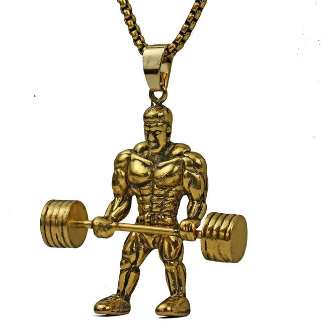 Dumbbell Anhänger Halskette Fitness Sportschmuck