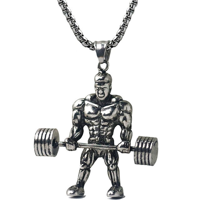 Dumbbell Anhänger Halskette Fitness Sportschmuck