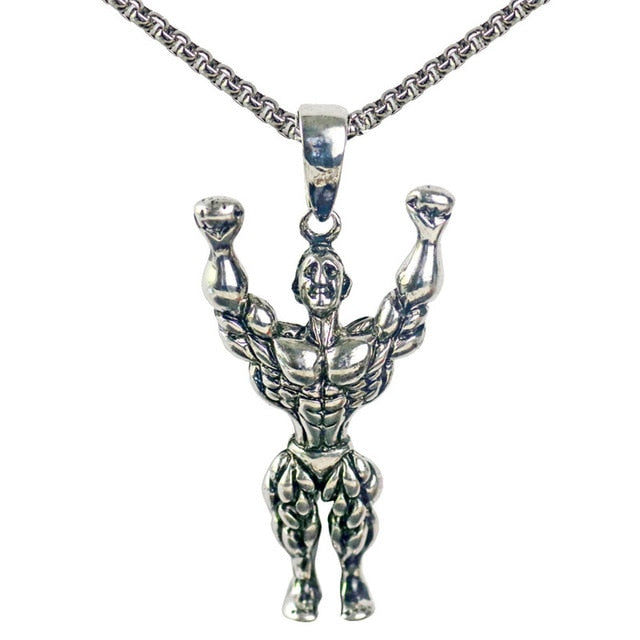 Dumbbell Anhänger Halskette Fitness Sportschmuck