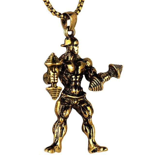 Dumbbell Anhänger Halskette Fitness Sportschmuck