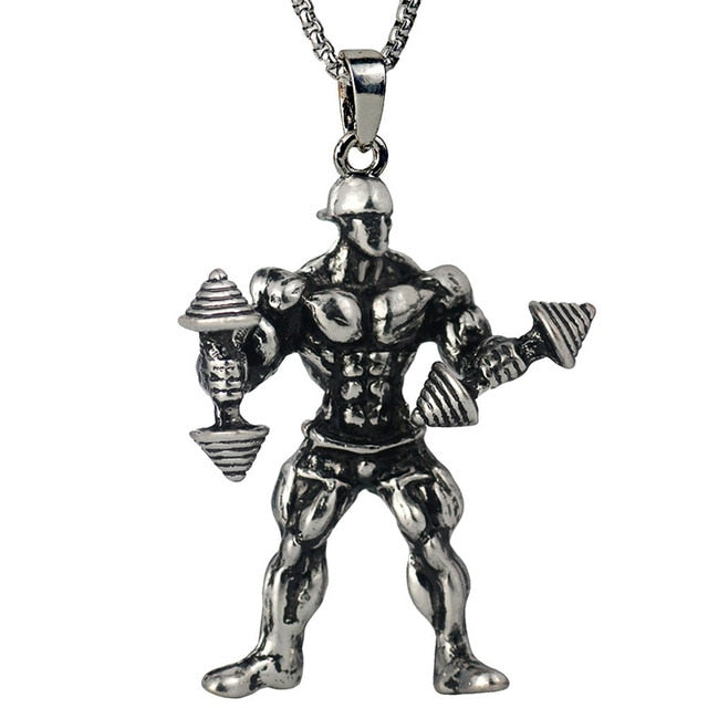 Dumbbell Anhänger Halskette Fitness Sportschmuck