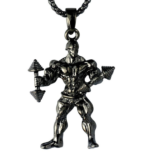 Dumbbell Anhänger Halskette Fitness Sportschmuck