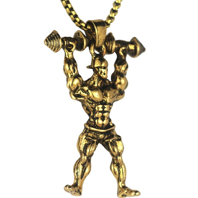 Dumbbell Anhänger Halskette Fitness Sportschmuck