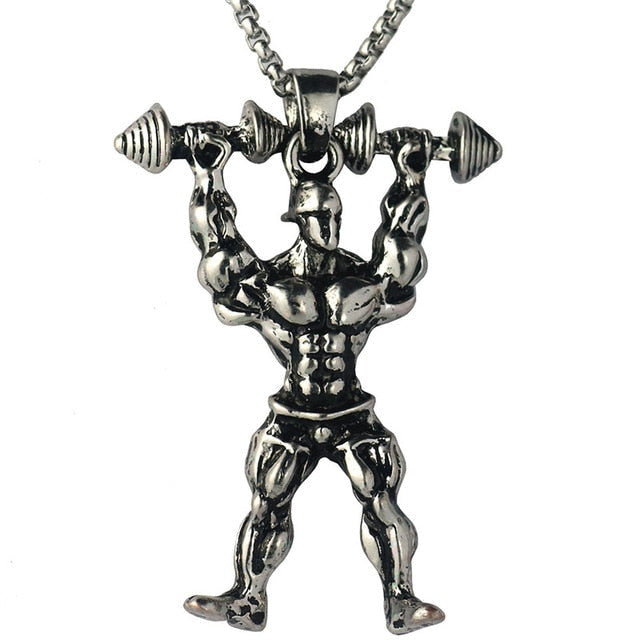 Dumbbell Anhänger Halskette Fitness Sportschmuck