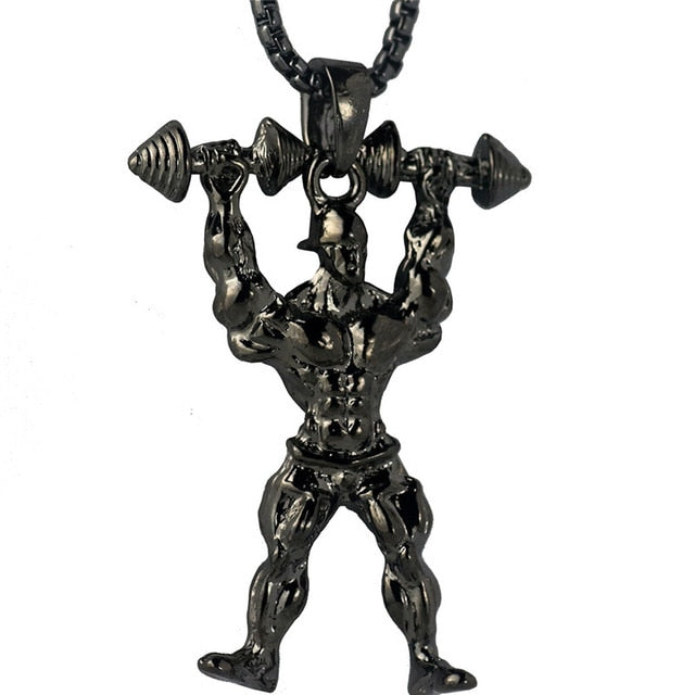 Dumbbell Anhänger Halskette Fitness Sportschmuck