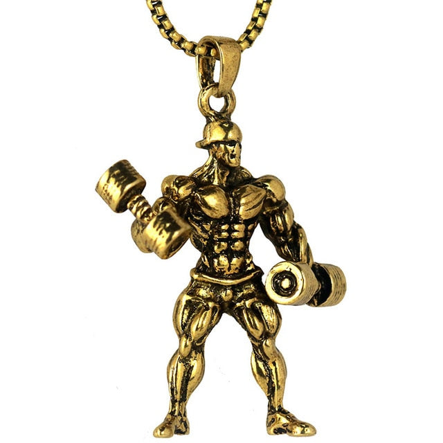 Dumbbell Anhänger Halskette Fitness Sportschmuck