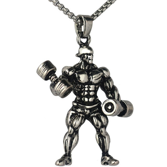 Dumbbell Anhänger Halskette Fitness Sportschmuck