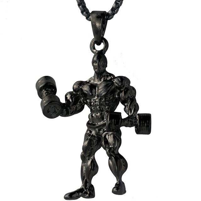Dumbbell Anhänger Halskette Fitness Sportschmuck