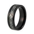 8 mm Männer S Silber Drache Inlay Auf Schwarzer Kohlefaser  Wolfram  Carbidring