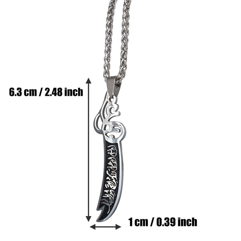 Zwei  Ton  Edelstahl Islamisches Schwert Anheizt Halskette