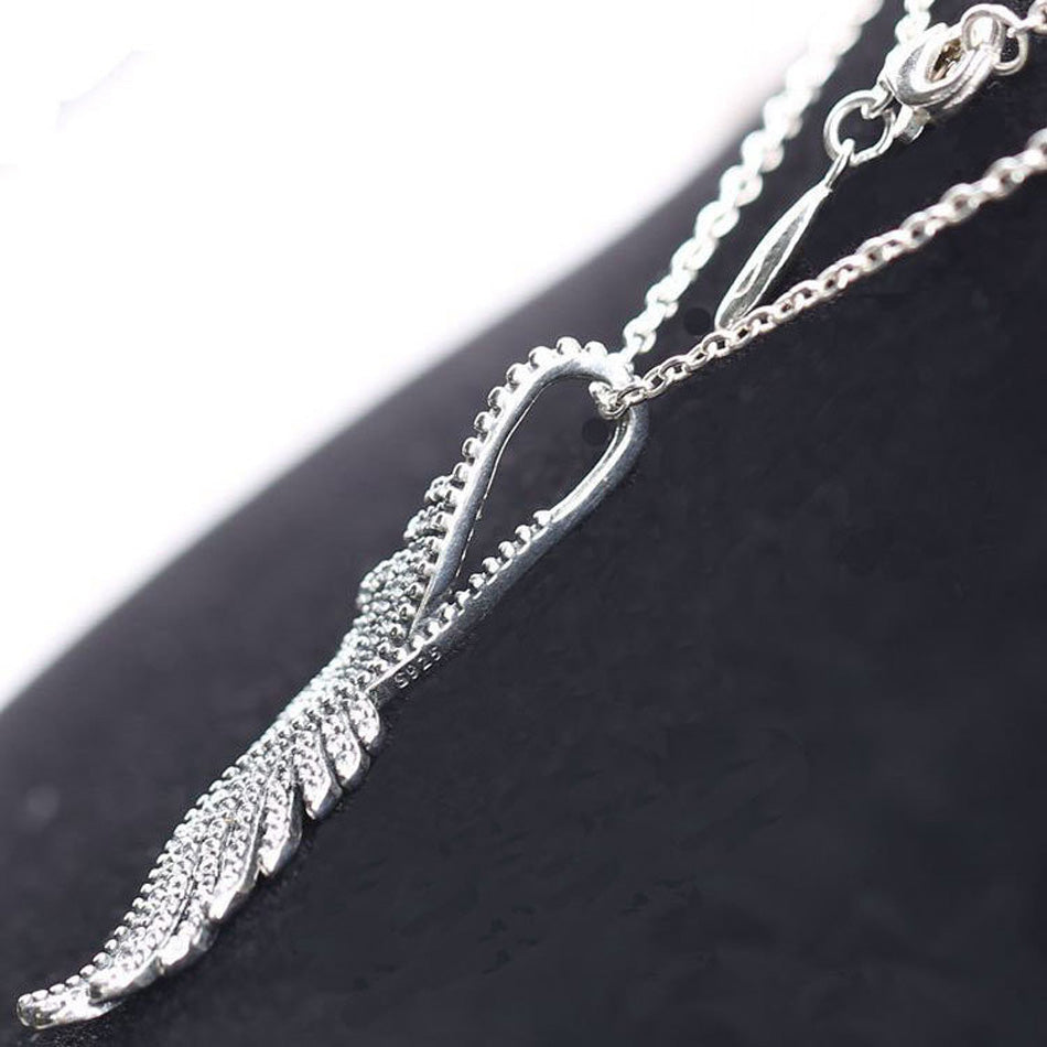 925 Majestätische Federn Von Sterling Silber Mit Klarer Kubikzirkonia  Halskette