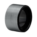 12 mm Breit Schwarz Gebürstete Matt Silberbeschichtete Wolfram  Carbid  Ring