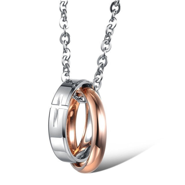 Schwarz  Gold  Dualringe Mit Kreuzpendellanhänger Halskette