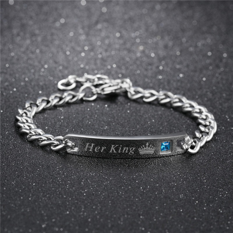 Edelstahlkönig Und Königin Paar Armbänder