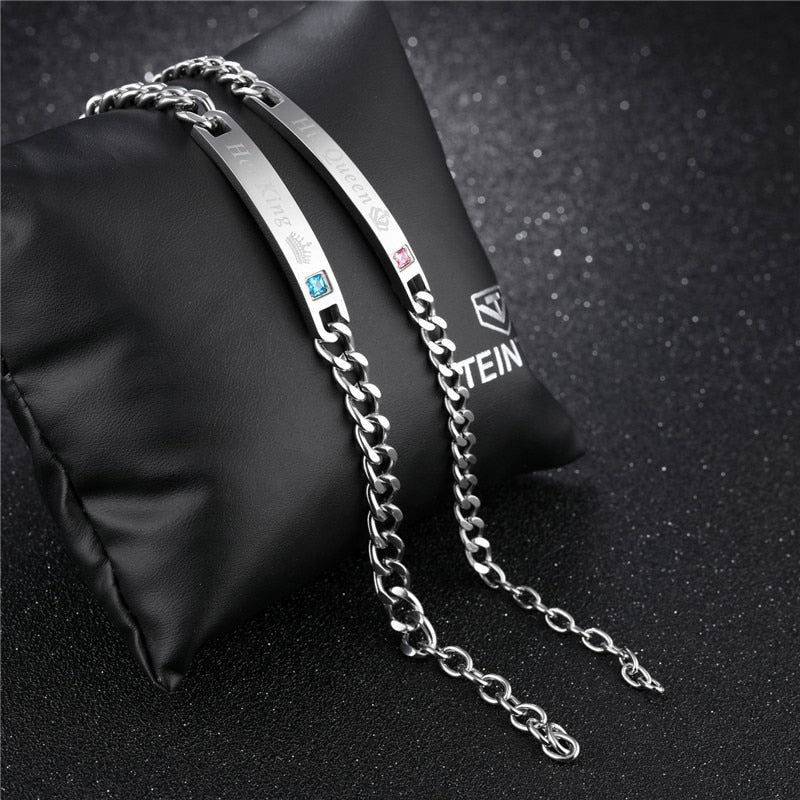 Edelstahlkönig Und Königin Paar Armbänder