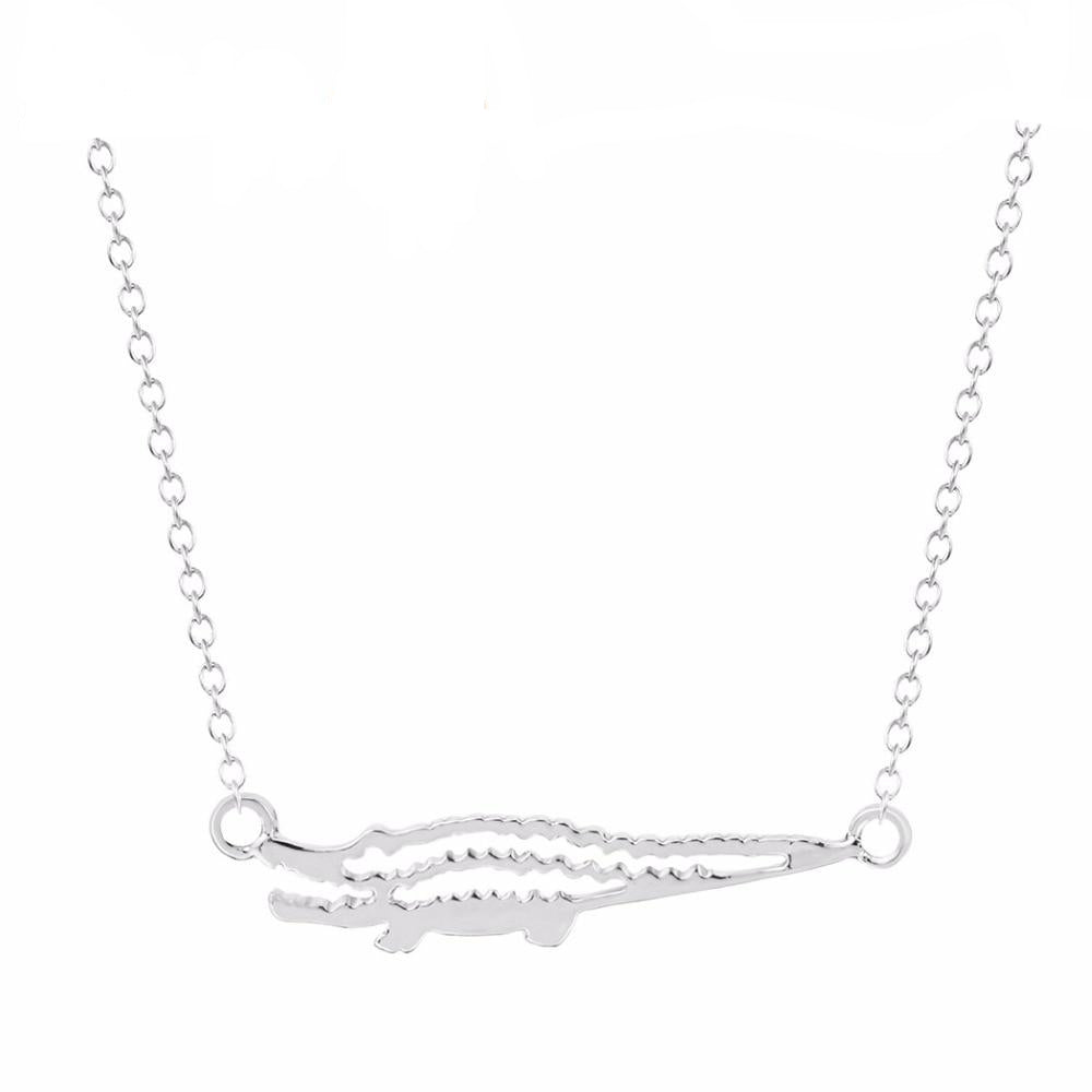 Silberkrokodilförmige Anhänger Charm Halskette Frauen S Schmuck