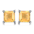 Quadrat 0 6Ct Natural Citrin Sterling Silber Ohrringe 925 Sterling Sterling Silber