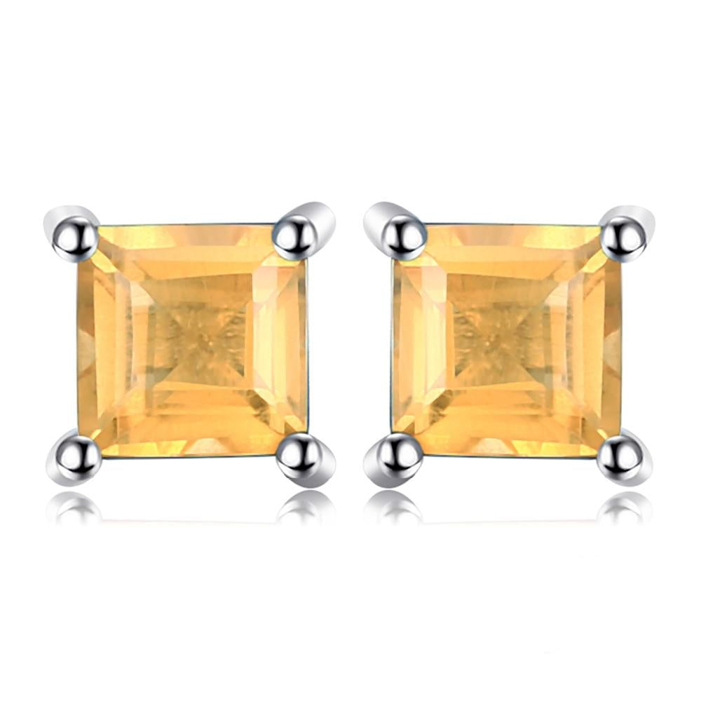 Quadrat 0 6Ct Natural Citrin Sterling Silber Ohrringe 925 Sterling Sterling Silber