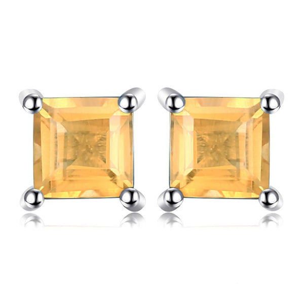 Quadrat 0 6Ct Natural Citrin Sterling Silber Ohrringe 925 Sterling Sterling Silber