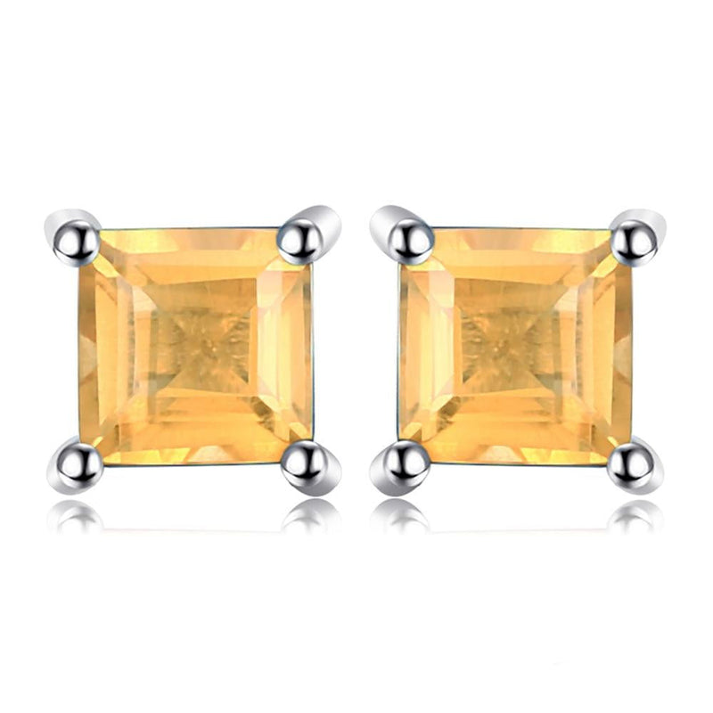 Quadrat 0 6Ct Natural Citrin Sterling Silber Ohrringe 925 Sterling Sterling Silber