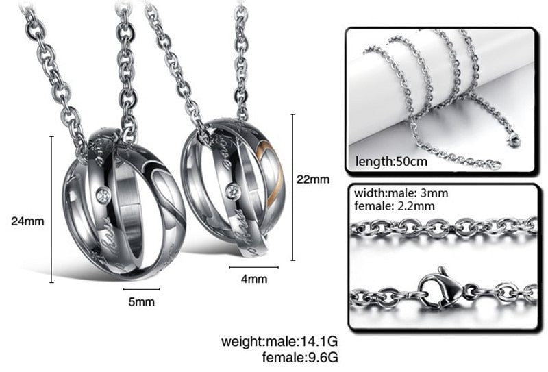Halbherzpuzzle Paar Ringe Anhängerketten Halsketten