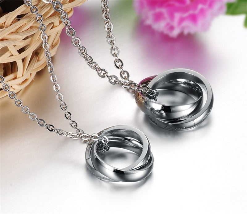 Halbherzpuzzle Paar Ringe Anhängerketten Halsketten