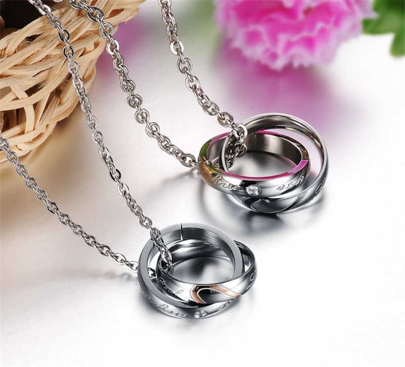 Halbherzpuzzle Paar Ringe Anhängerketten Halsketten