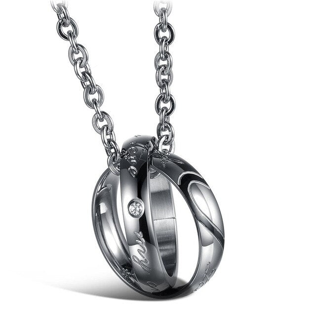 Halbherzpuzzle Paar Ringe Anhängerketten Halsketten