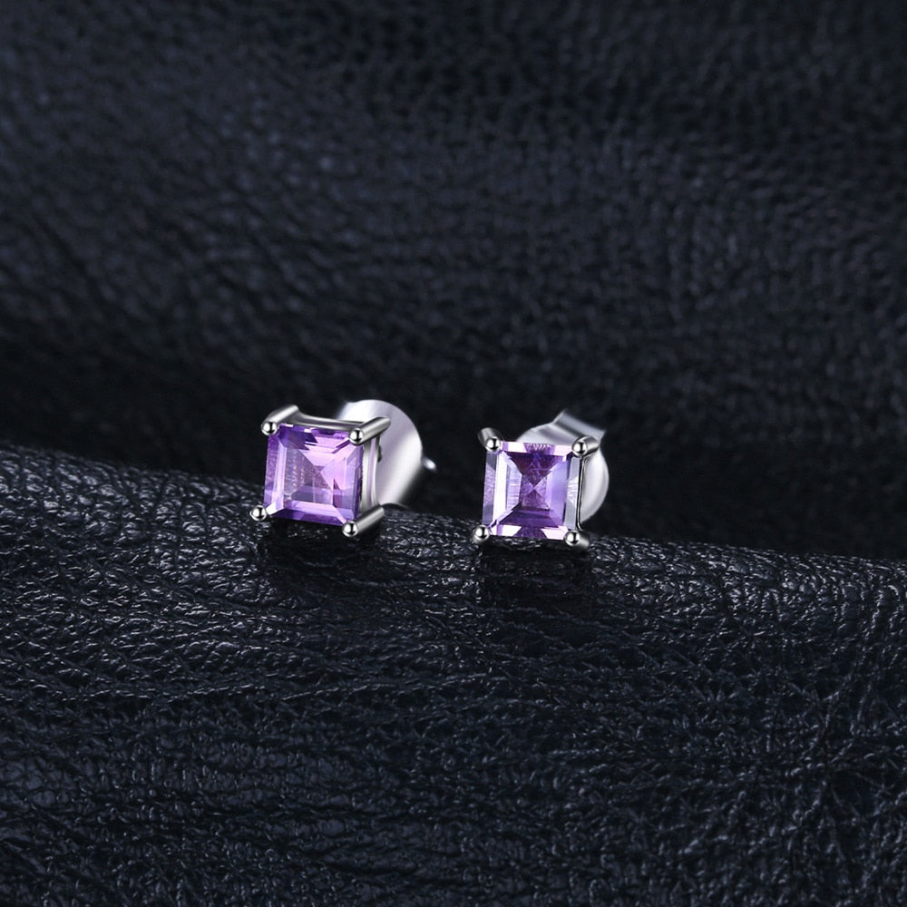 Natural Purple Amethyst Ohrringe Stud 925 Sterling Silber