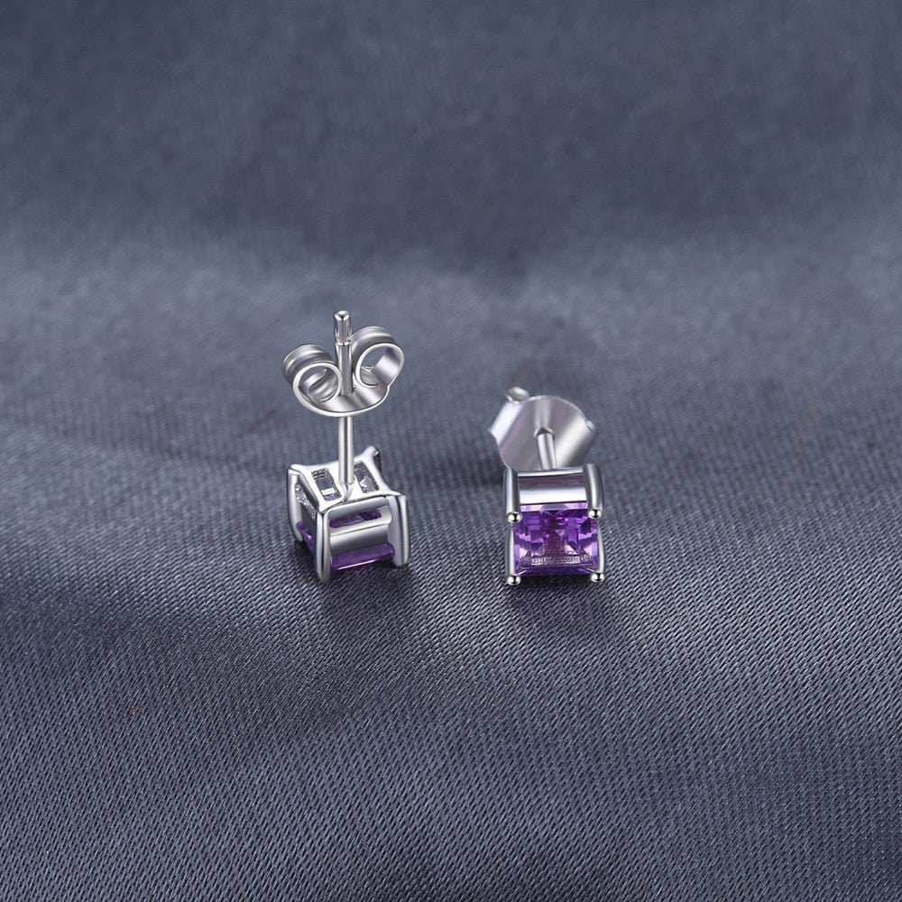 Natural Purple Amethyst Ohrringe Stud 925 Sterling Silber