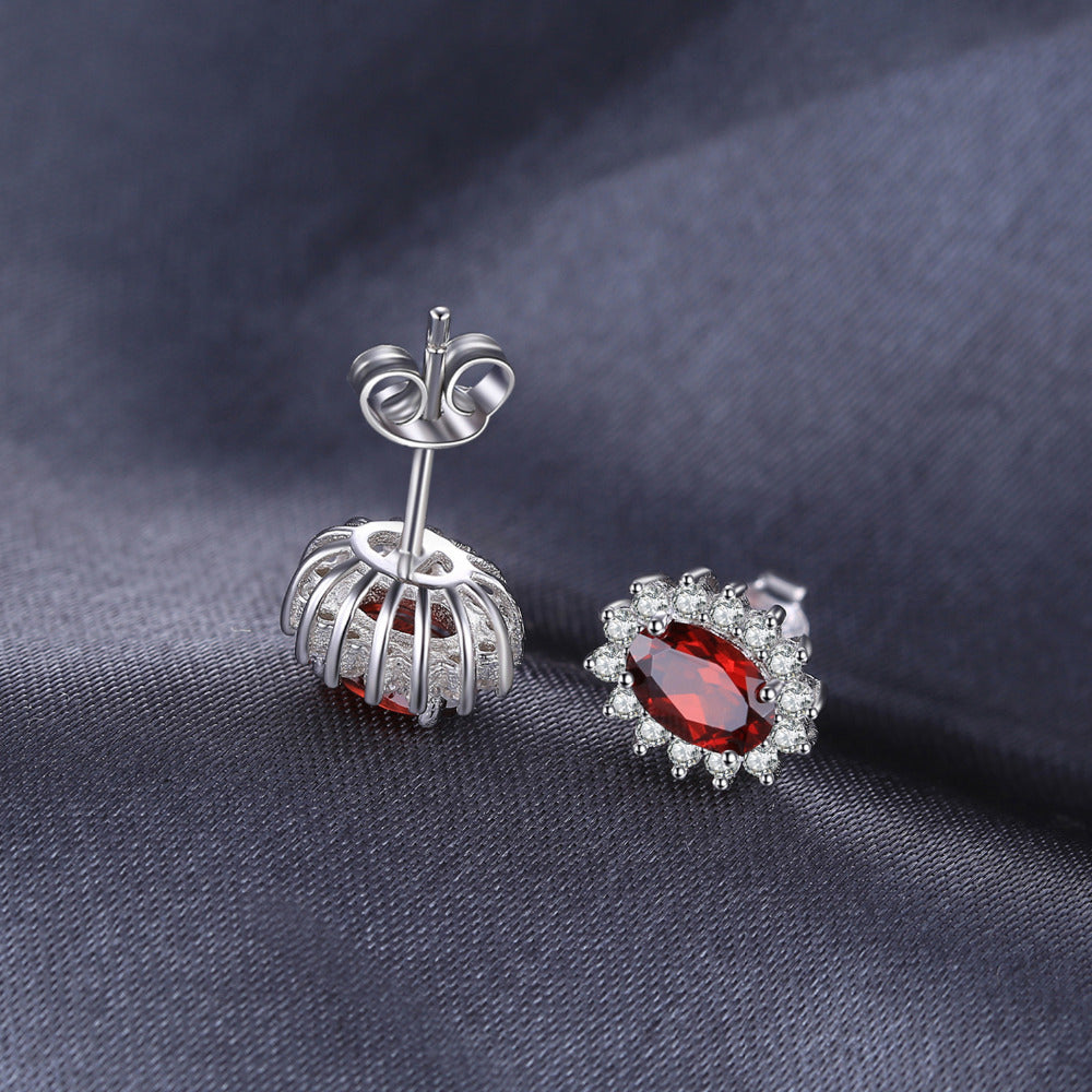1.3Ct Natürliche Granathalnhalsenohrringe 925 Sterlingsilber