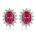 1.5Ct Rot Erzeugt Ruby Bolder Ohrringe 925 Sterling Silber