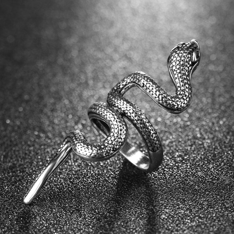 Versilberte 3D  Schlangenring