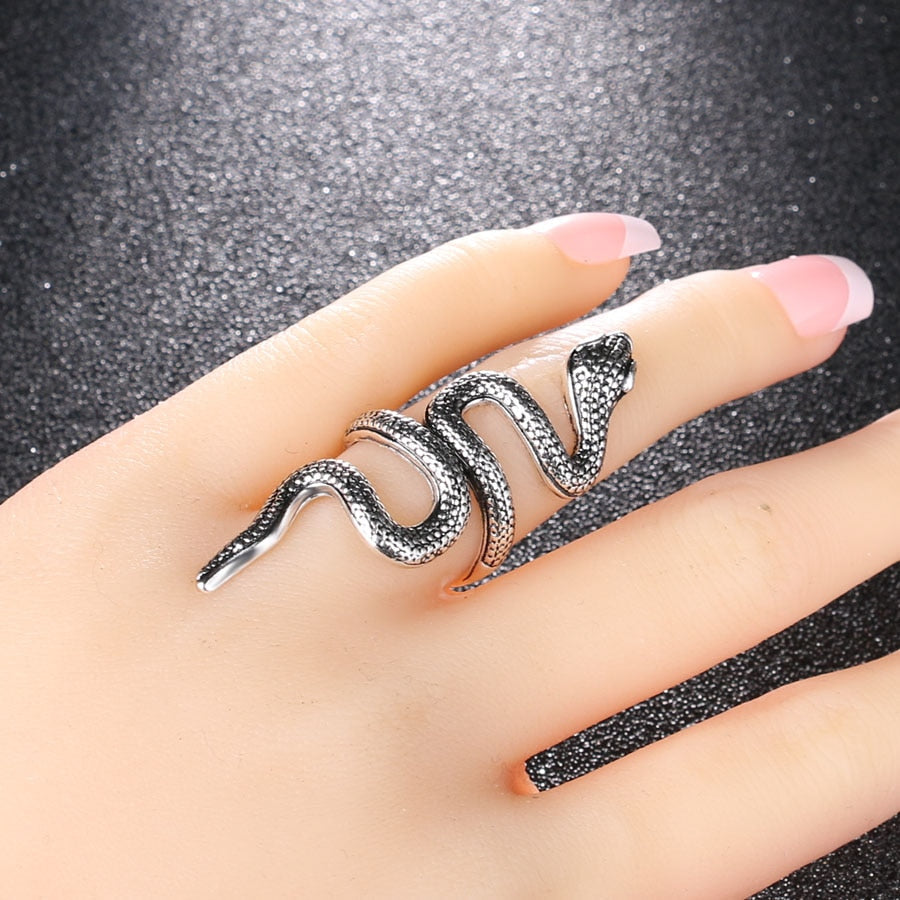 Versilberte 3D  Schlangenring