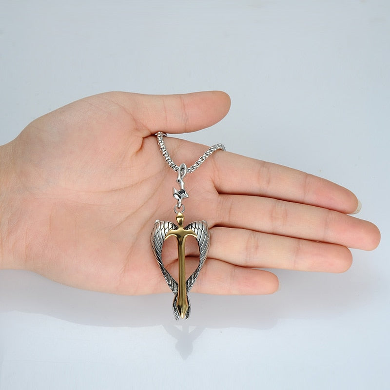 Goldkreuz Mit Silbernen Engel Wings Halskette Halskette