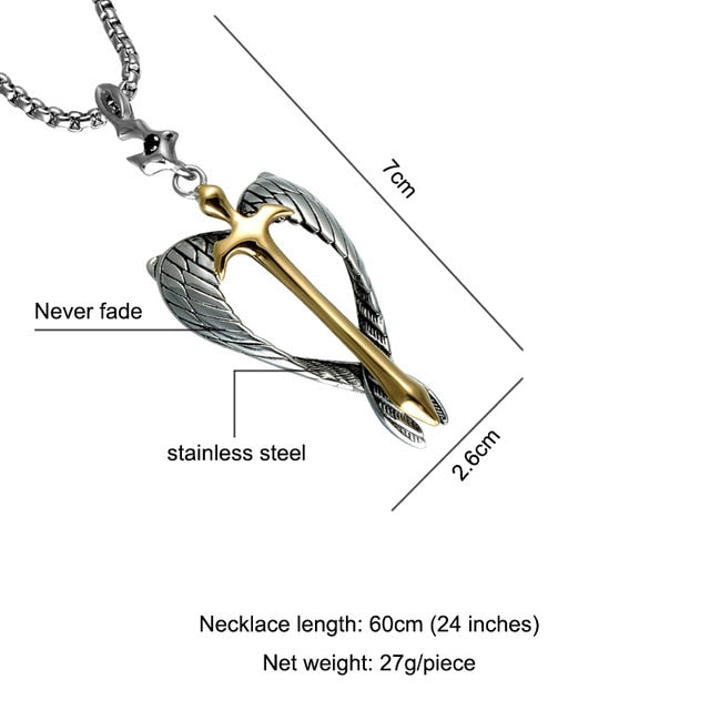 Goldkreuz Mit Silbernen Engel Wings Halskette Halskette