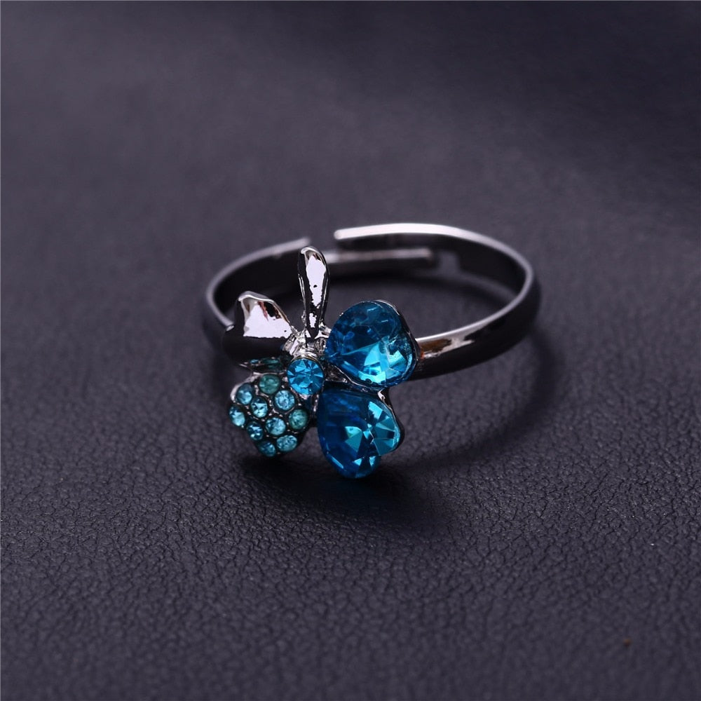 Österreichische Kristall  Und Strasssteine Vier Blatt  Klee  Verlobungsring