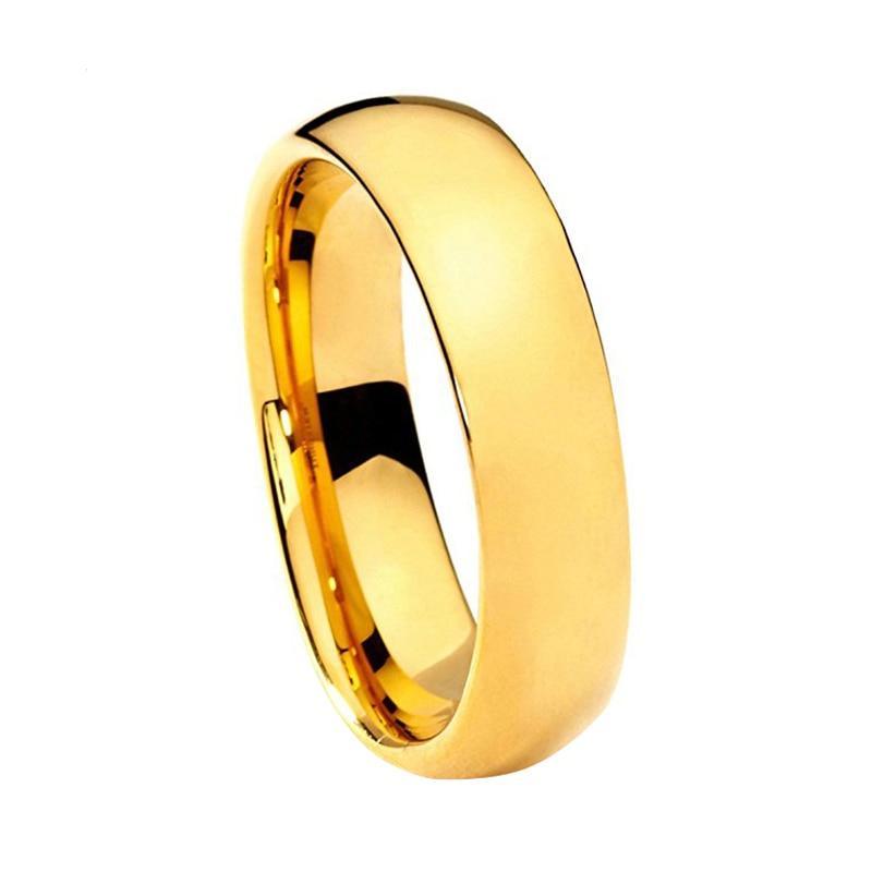 6 mm Goldplattierte Wolfram  Carbid  Kuppelform Eherband