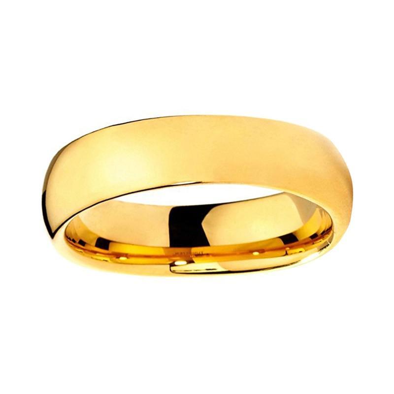 6 mm Goldplattierte Wolfram  Carbid  Kuppelform Eherband