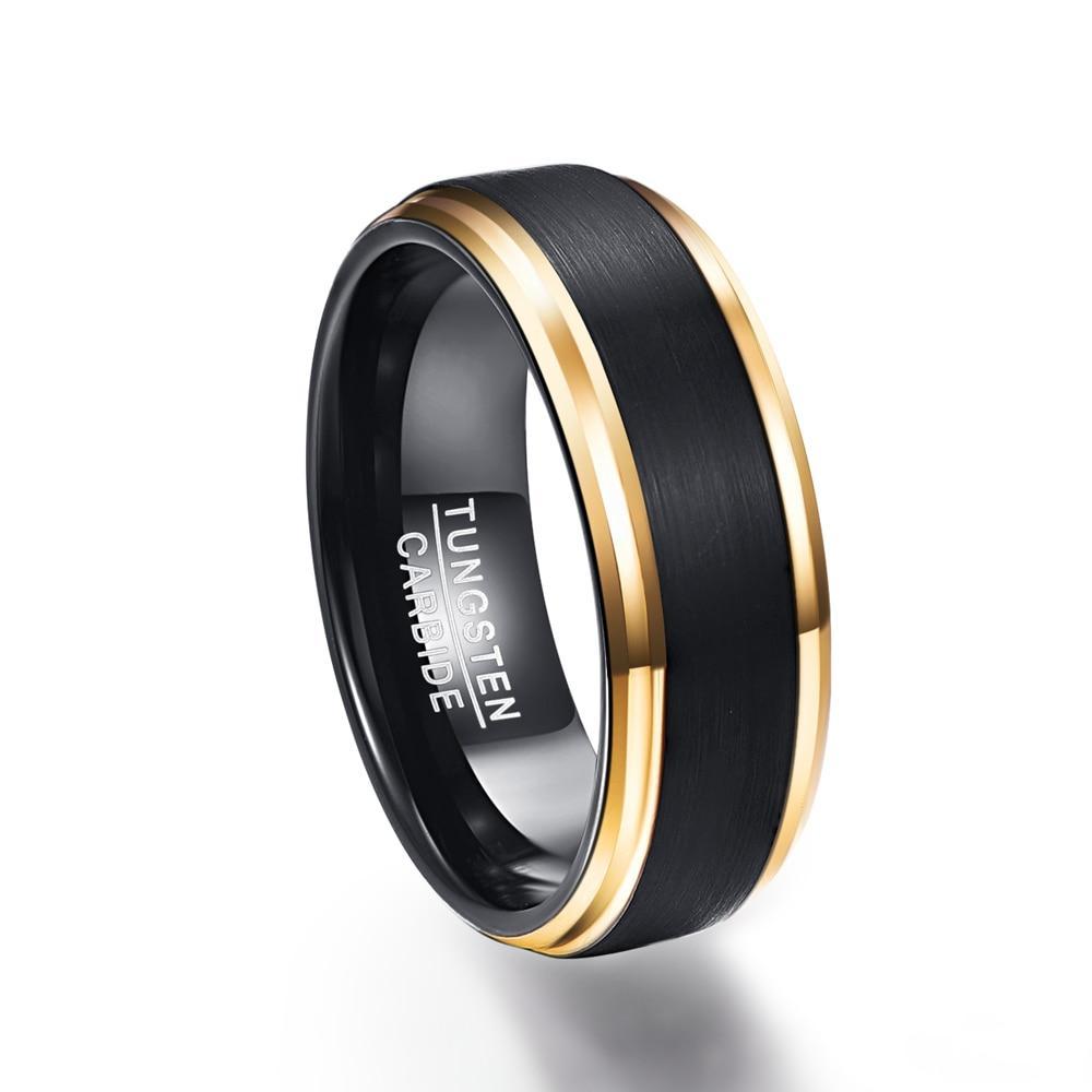 Reines Wolfram  Carbid Mit Gestrichenem Mattem Zentrum Mit Goldplattierten Kanten Ehering