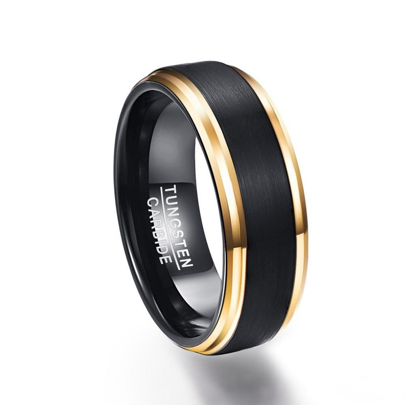 Reines Wolfram  Carbid Mit Gestrichenem Mattem Zentrum Mit Goldplattierten Kanten Ehering