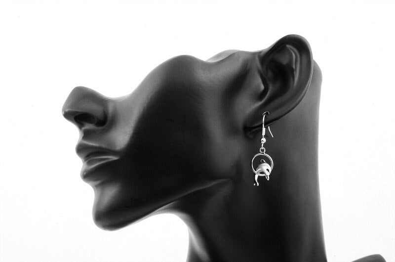 Schwarze Österreichische Kristalle Besetzt Delphinohrringe Frauen S Schmuck