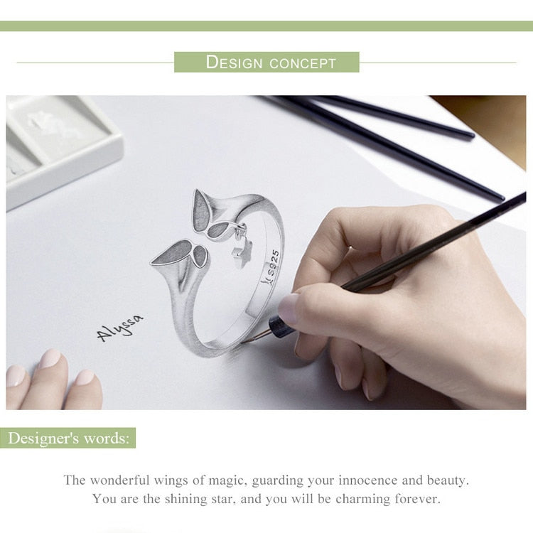 925 Sterling Silber Blue Butterfly Mit Sternbaumring Frauen Jude