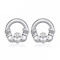 925 Sterling Silber Round Claddagh Stud Women S Ohrringe